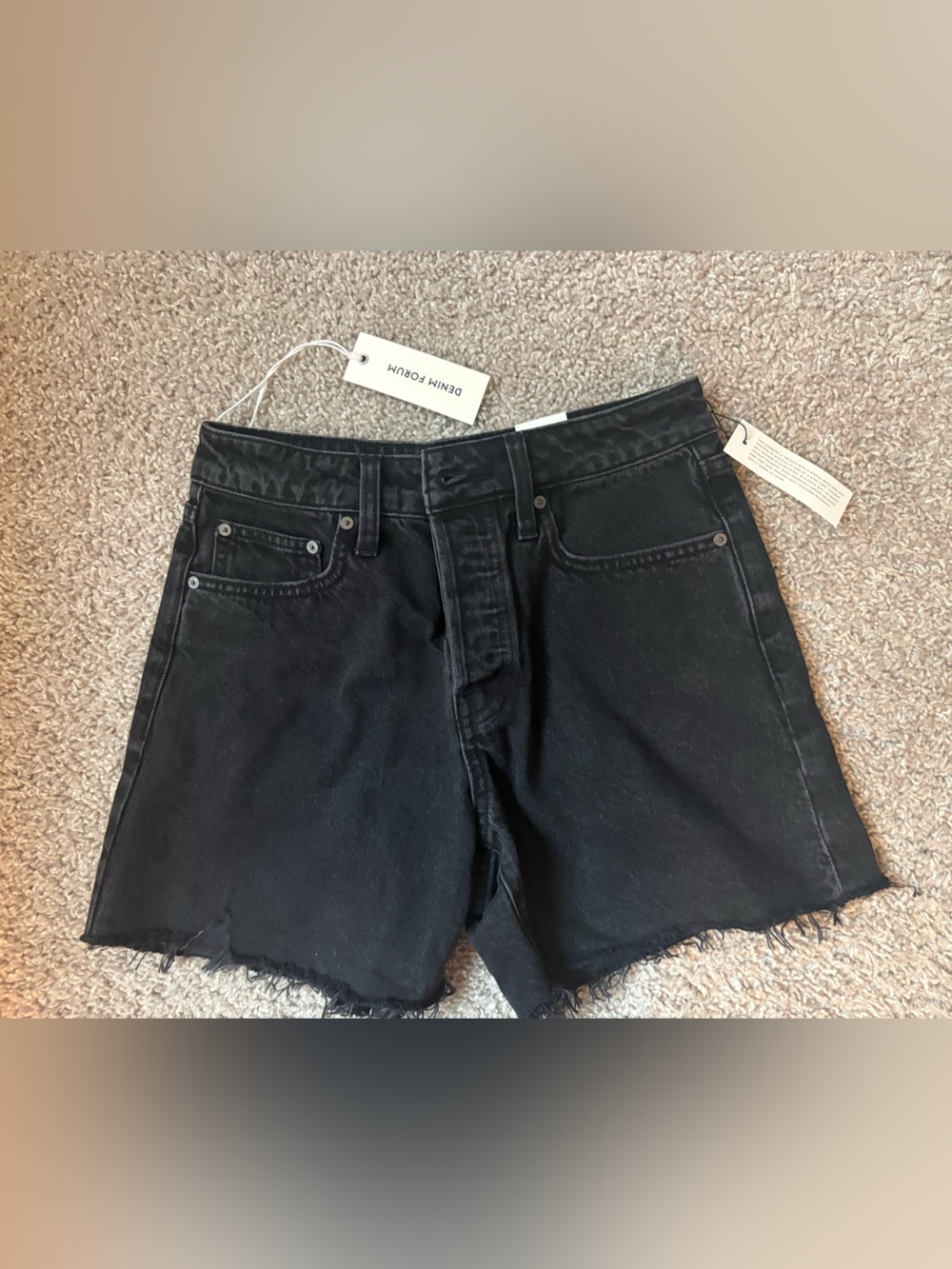 Aritzia Black Raw Hem High-Rise Denim Shorts
